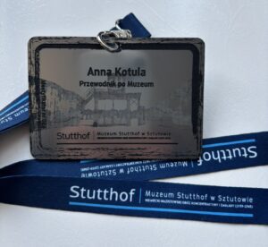Licensed guide ID badge at the Stutthof Museum in Sztutowo